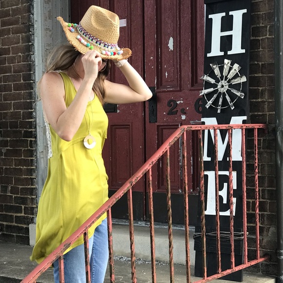 Chartreuse Lace Back Tunic - Picture 2 of 6